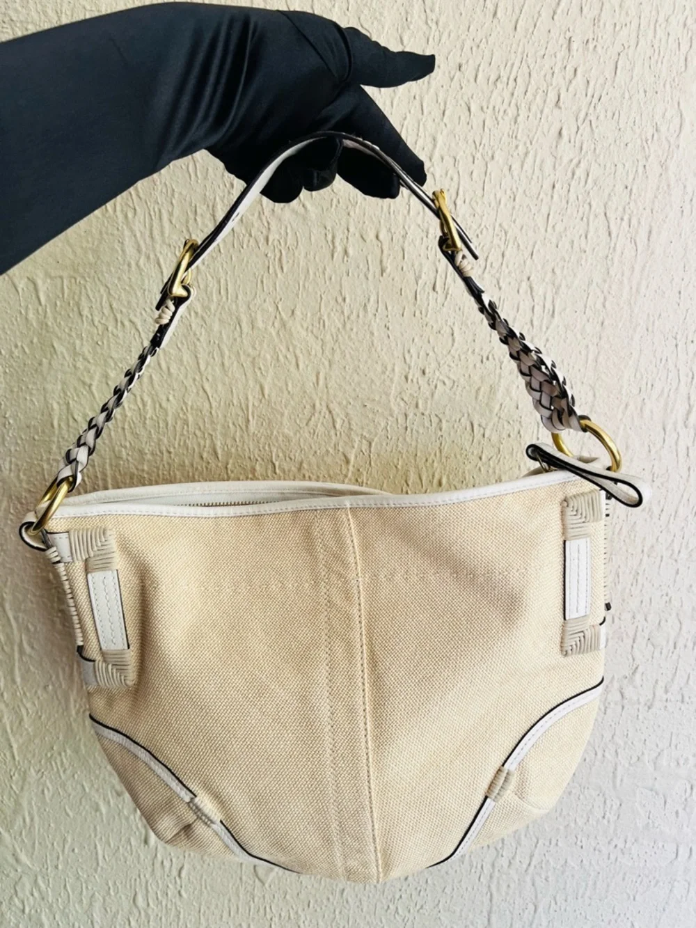 Coach Vintage Soho Angora Straw & Braided Leather Hobo Shoulder Bag - Picture 2 of 8